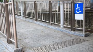 Wheelchair Accessible Ramp with Sign
